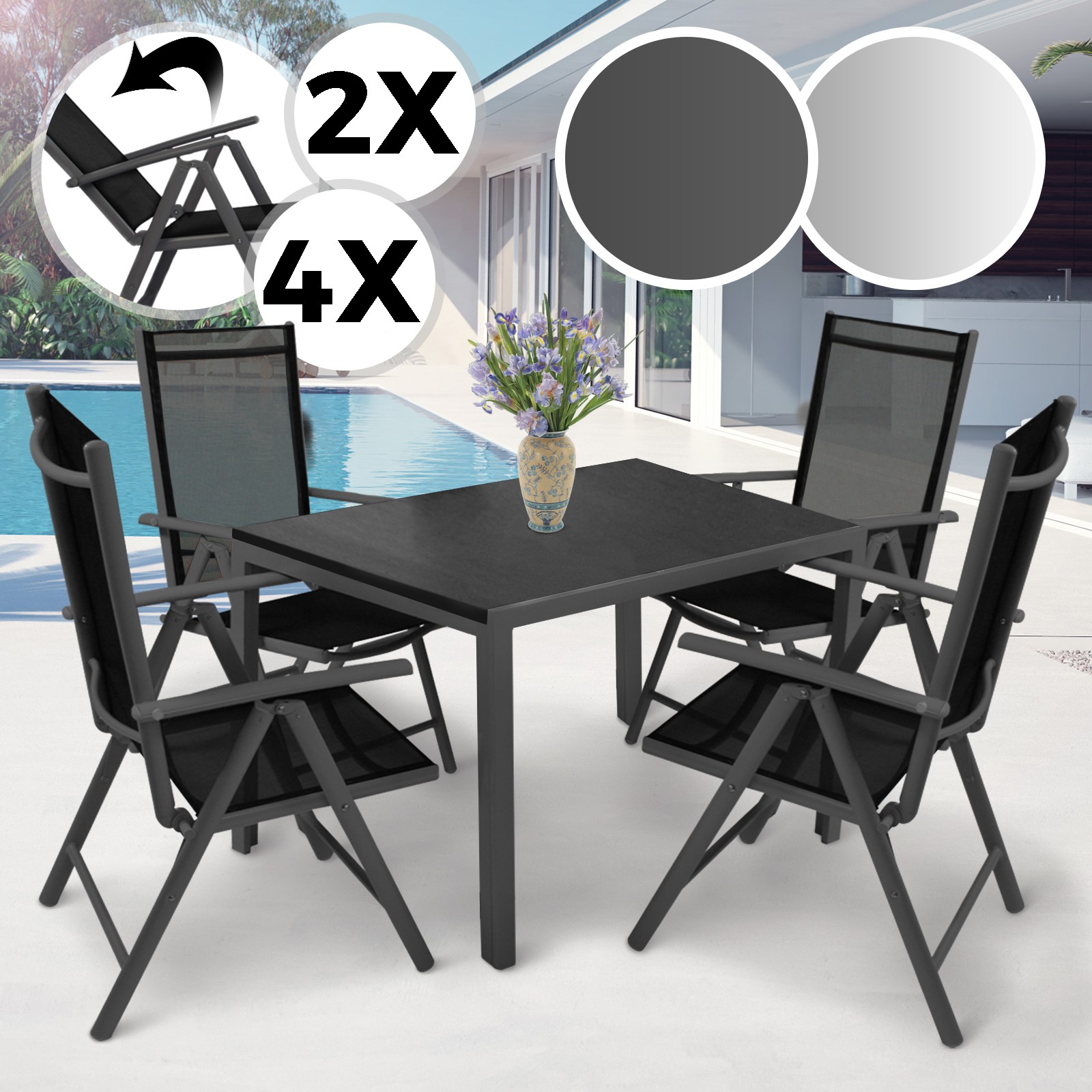 Aluminio Sillas de Jardín Plegable Silla para Exterior Balcón Camping