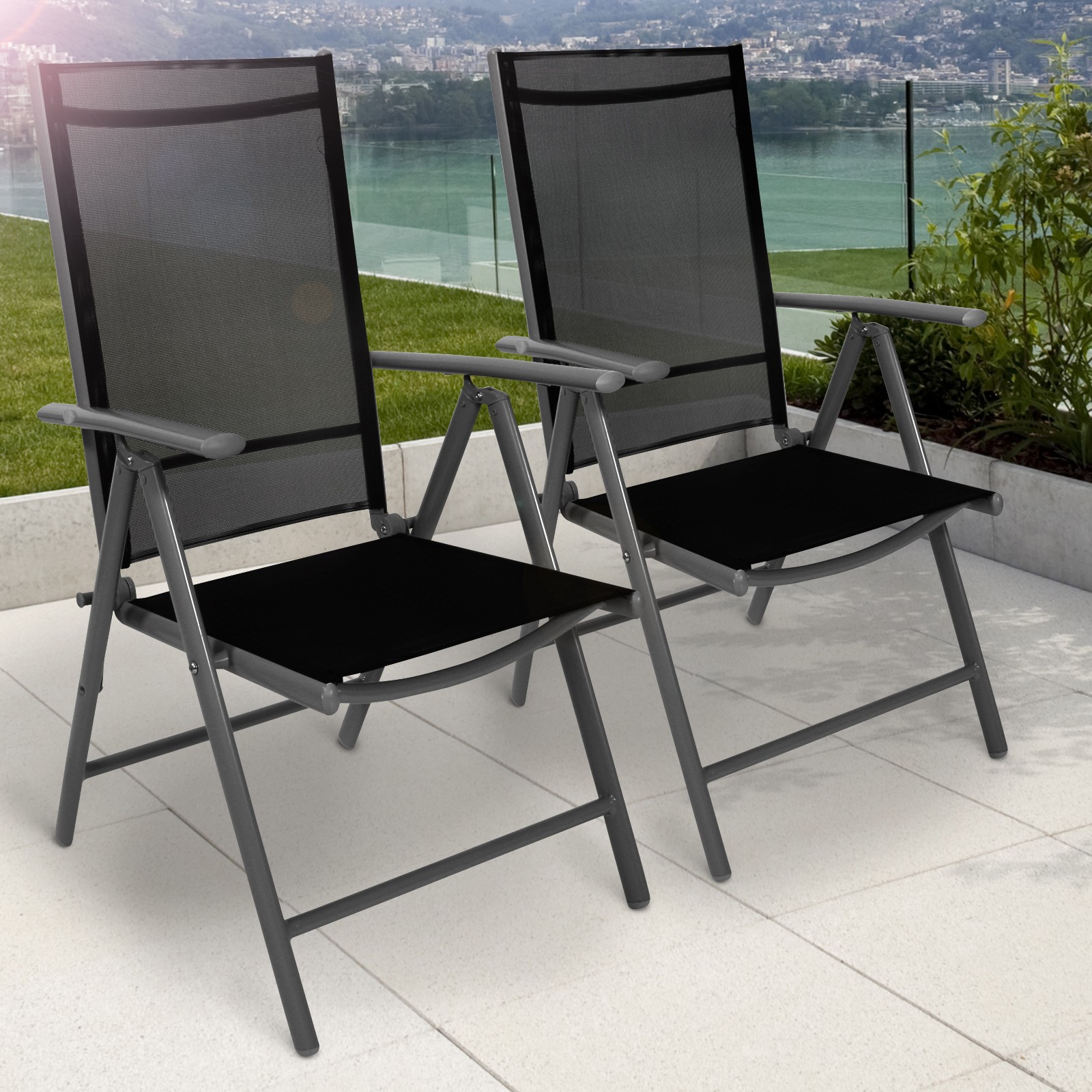 Aluminio Sillas de Jardín Plegable Silla para Exterior Balcón Camping