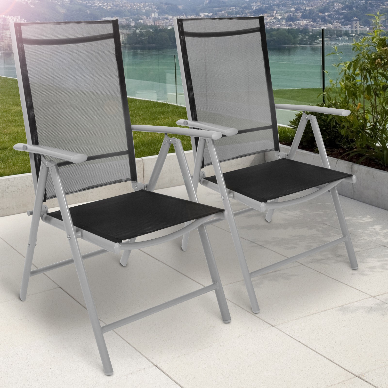 Aluminio Sillas de Jardín Plegable Silla para Exterior Balcón Camping