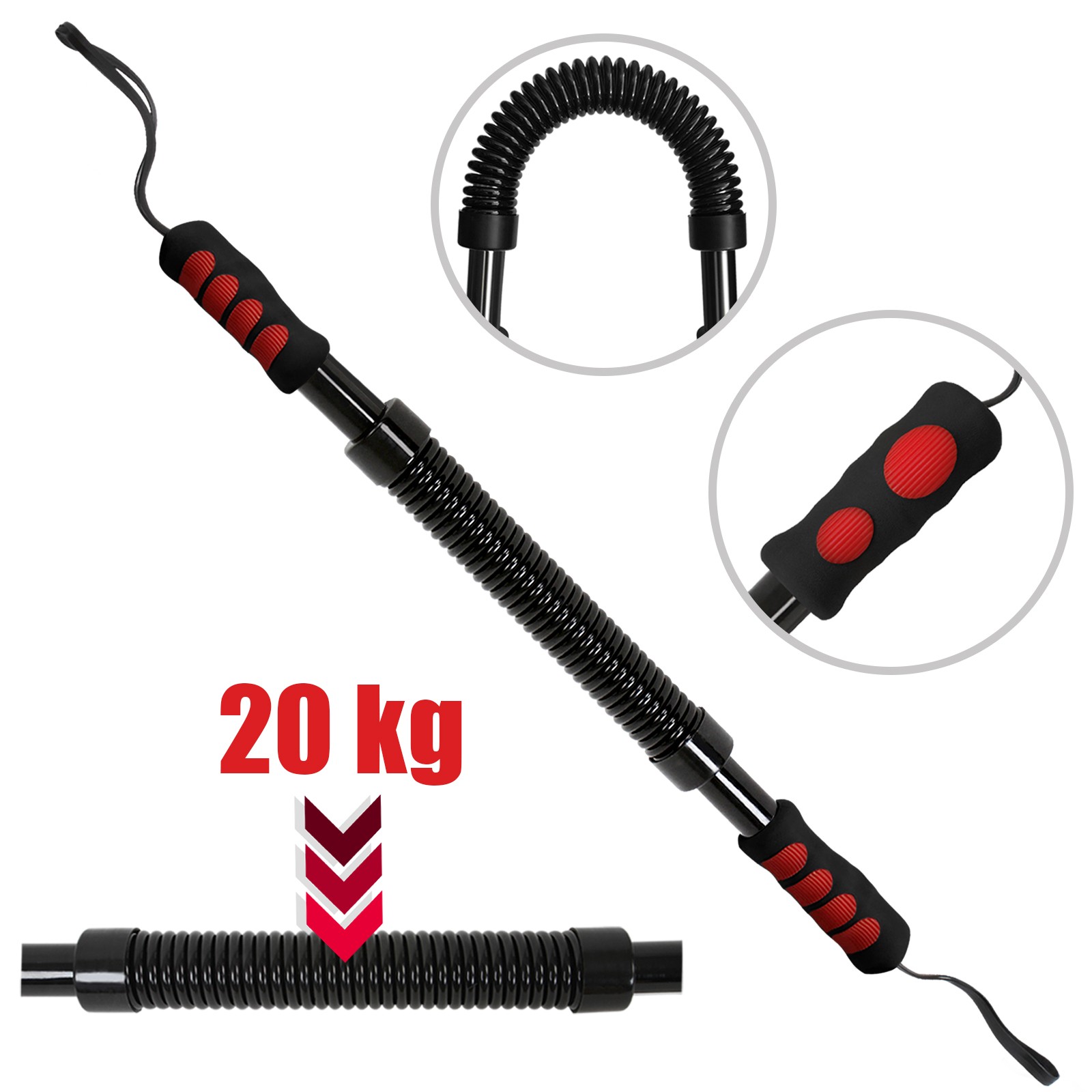 f/ür Arm und Unterarm Biegehantel Power Twister 40 oder 50kg K/önigsfeder Armtrainer Bizeps und Brust Krafttraining Stahl Widerstandsfeder 20 Spannfeder 30 Expander Schwarze Farbe