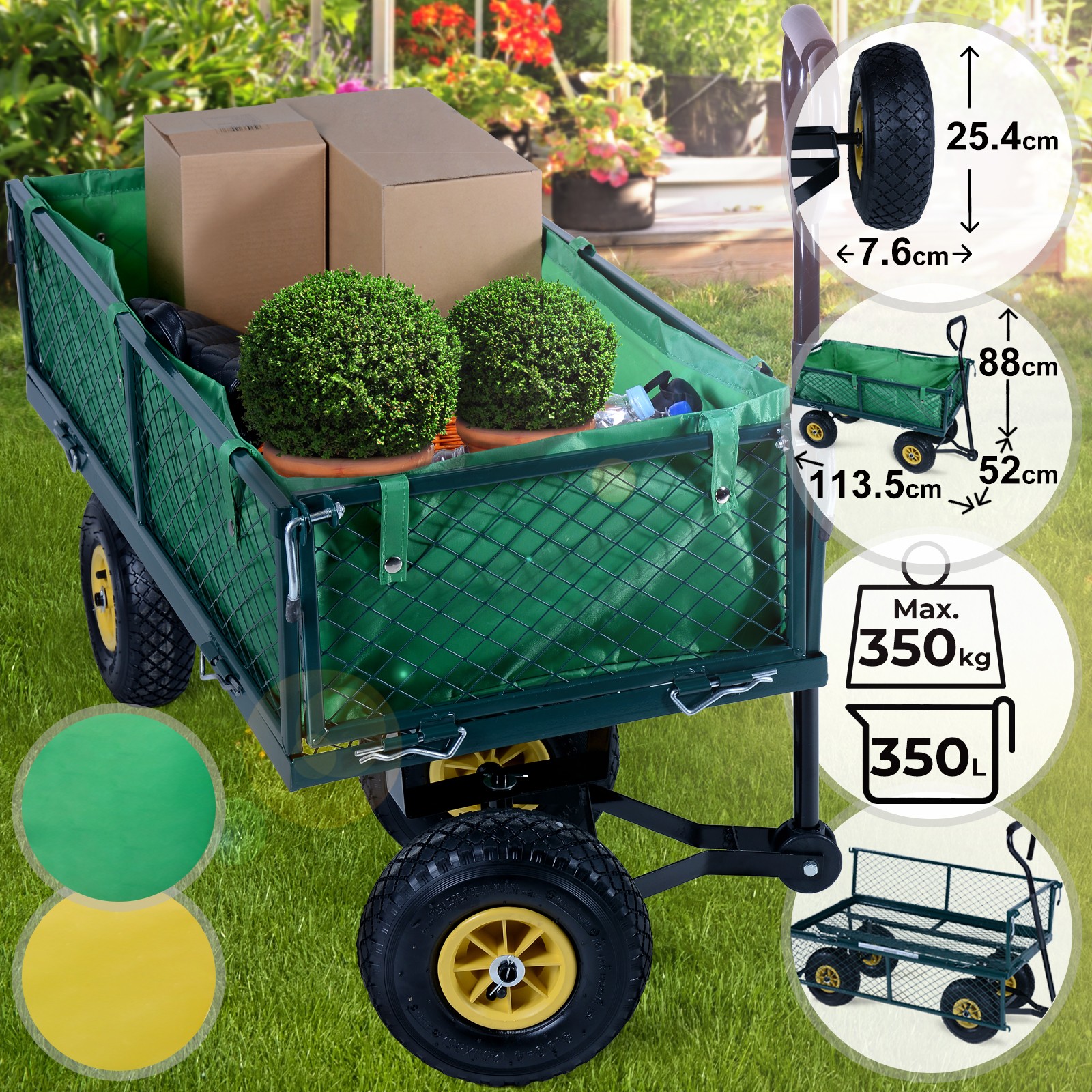 Carretto Carrello Pieghevole Rimorchio Carriola Giardino Trasporto a Mano SAMAX
