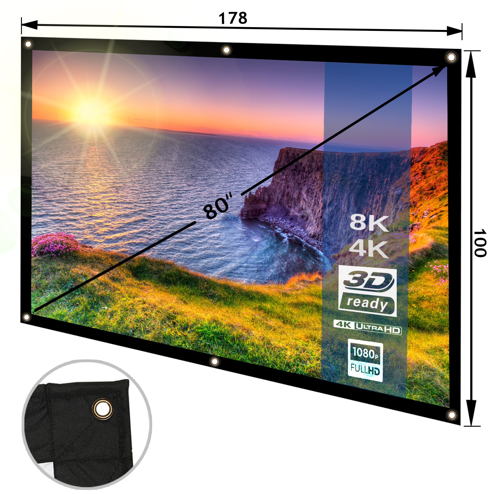 Beamerleinwand 120/" Projektionsleinwand Rolloleinwand Heimkino Kinoleinwand