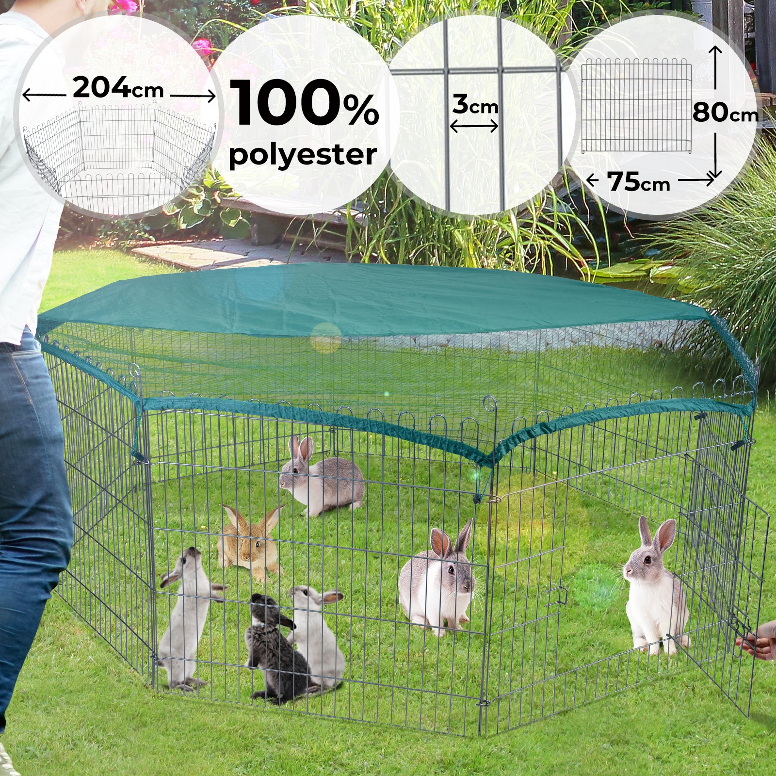Dettagli Su Recinto Per Cani Conigli Animali Domestici Cuccioli Da Esterno Gabbia Recinzione