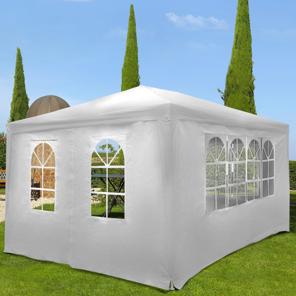 Bianco Padiglione Tendone per Feste 4 Panelli Laterali Rimovibili Impermeabile Protezione UV30+ Tenda per Esterno Nova Gazebo da Giardino 3x4m