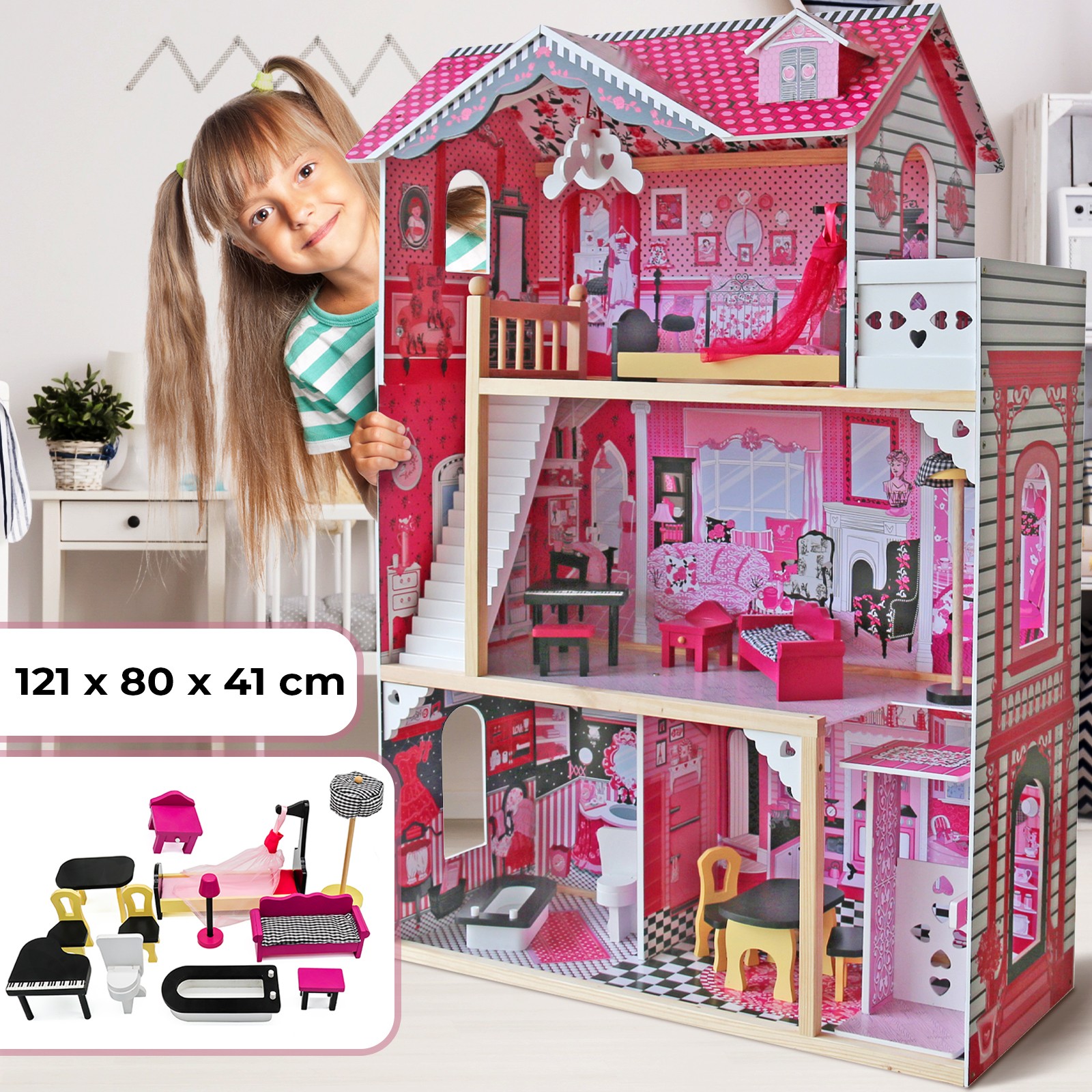 casa di barbie in legno