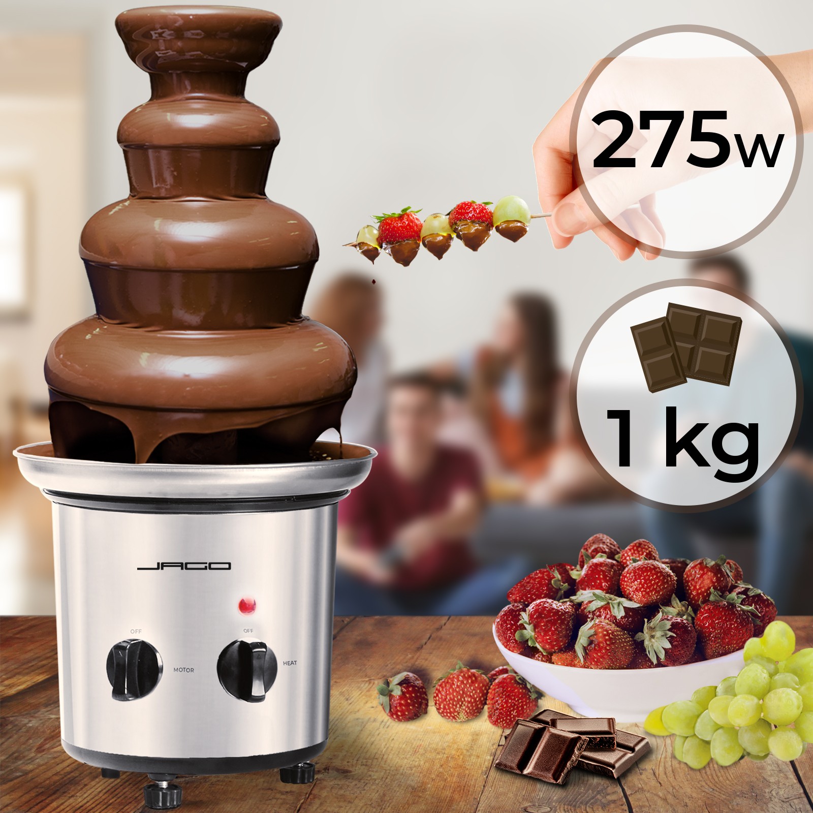 Fontaine à chocolat en Inox 35 cm Dessert Fruits Chocolatière Puissante 85 W