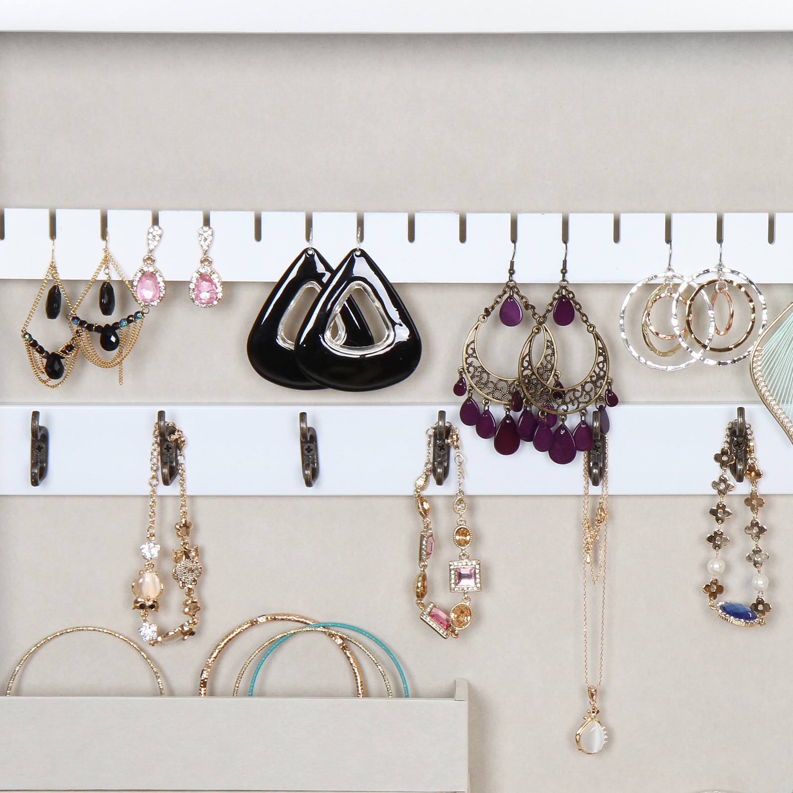 Schmuckschrank mit Bilderrahmen Wandschrank mit Haken für Ketten