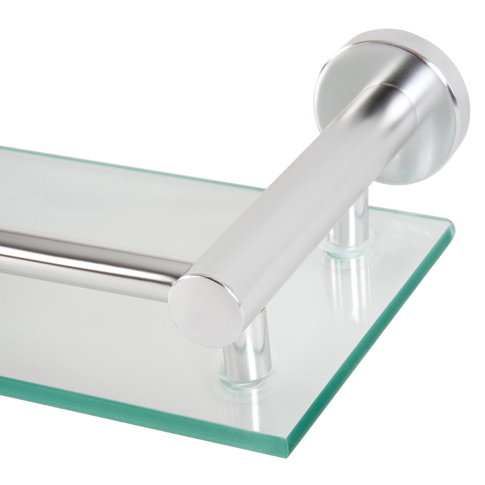 2 x Mensola di Vetro Temperato da Bagno con Barra di 2 x Mensola di Vetro Temperato da Bagno con Barra di